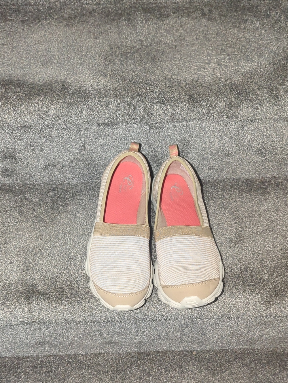 Casual Slip-On Women’s Sneakers in Beige and Pink